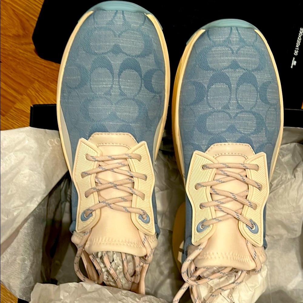 Coach Blue and Beige Sneakers - Picture 2 of 8